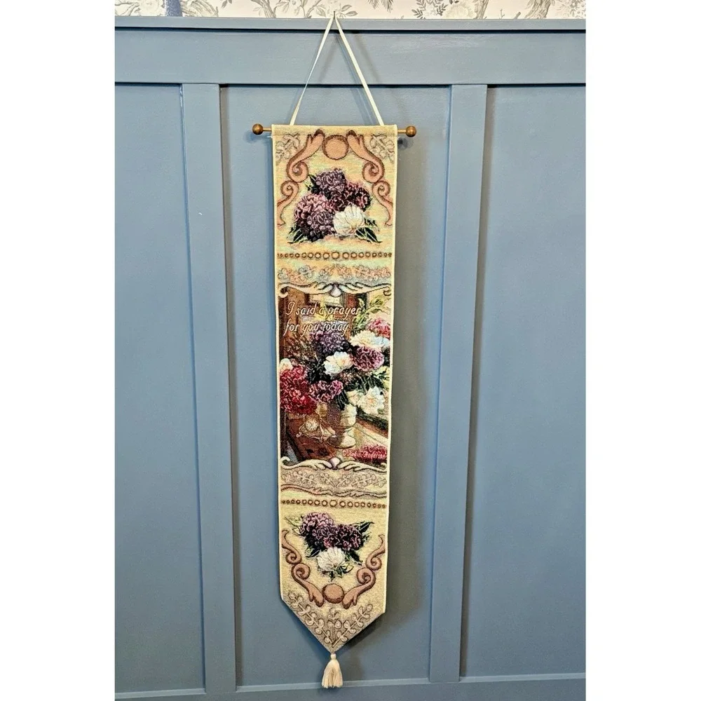 Wall Hanging Woven Tapestry Bell Pull Today I Said a Prayer for You 45